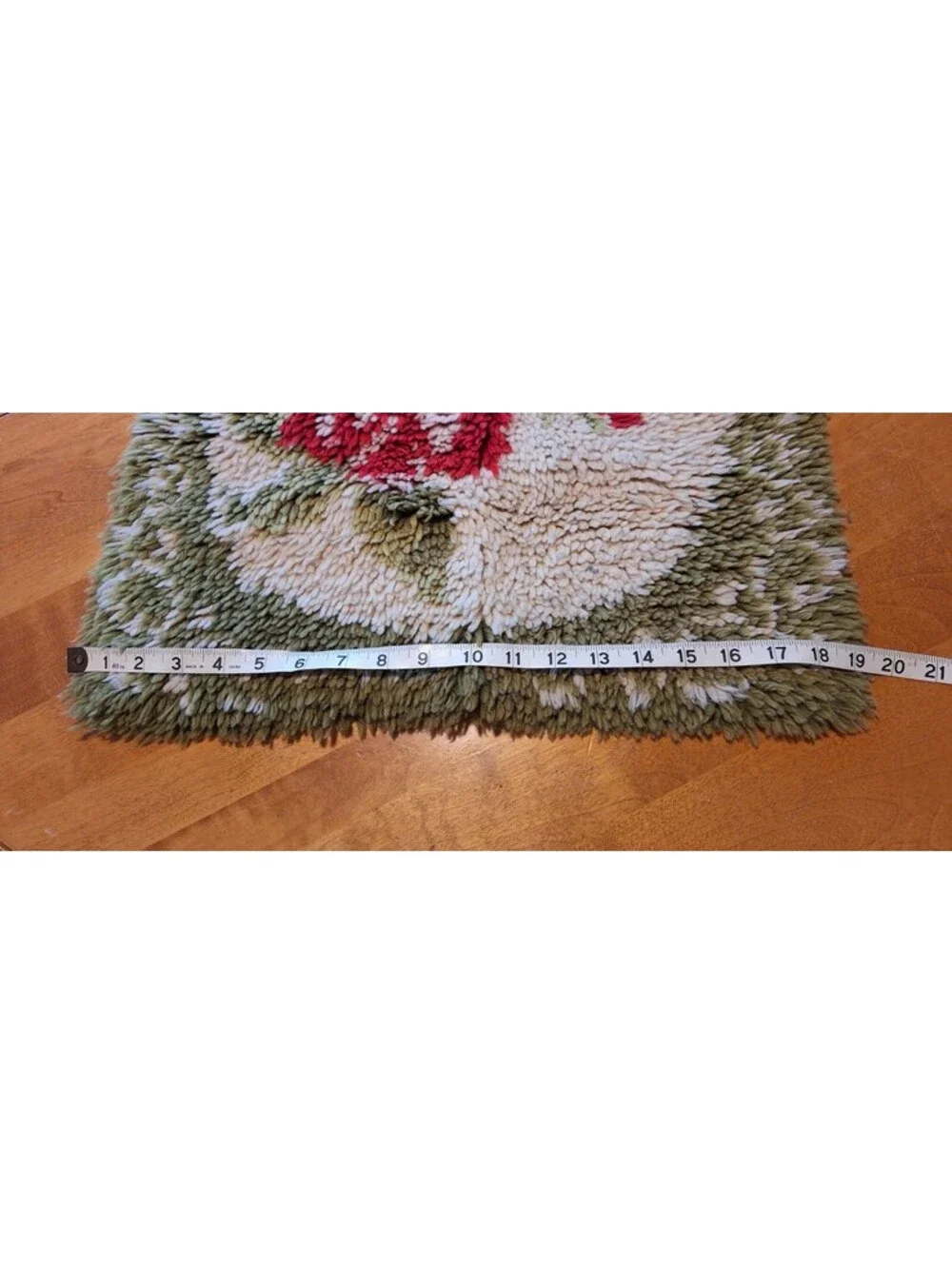 VTG Latch Hook Floral Framed Green Border Rug Granny Cottage Core 19